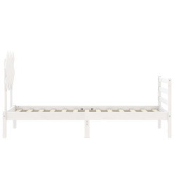 Cadre de lit avec tête de lit blanc 90x200 cm bois massif