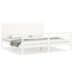 Cadre de lit avec tête de lit blanc 200x200 cm bois massif