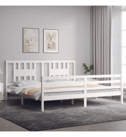 Cadre de lit avec tête de lit blanc Super King bois massif