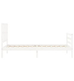 Cadre de lit et tête de lit blanc 100x200 cm bois massif