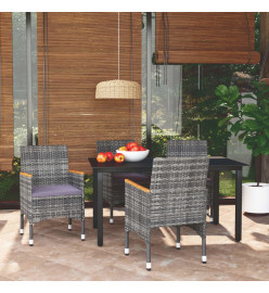 Mobilier à dîner de jardin et coussins 5pcs Résine tressée Gris
