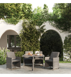 Mobilier à dîner de jardin et coussins 5pcs Résine tressée Gris