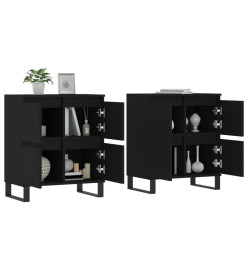 Buffets 2 pcs noir bois d'ingénierie