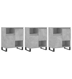 Buffets 3 pcs gris béton bois d'ingénierie