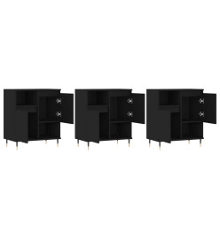 Buffets 3 pcs noir bois d'ingénierie