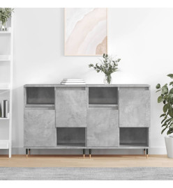 Buffets 2 pcs gris béton bois d'ingénierie