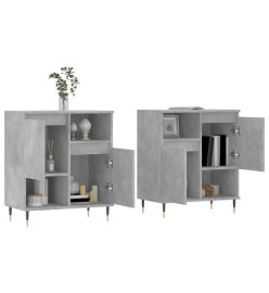 Buffets 2 pcs gris béton bois d'ingénierie