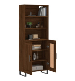 Buffet haut Chêne marron 69,5x34x180 cm Bois d'ingénierie