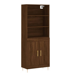 Buffet haut Chêne marron 69,5x34x180 cm Bois d'ingénierie