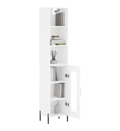 Buffet haut Blanc brillant 34,5x34x180 cm Bois d'ingénierie