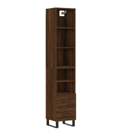 Buffet haut Chêne marron 34,5x34x180 cm Bois d'ingénierie