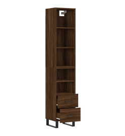 Buffet haut Chêne marron 34,5x34x180 cm Bois d'ingénierie