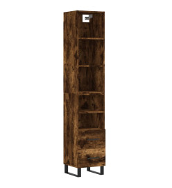 Buffet haut Chêne fumé 34,5x34x180 cm Bois d'ingénierie