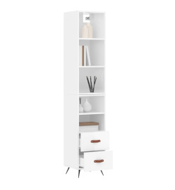 Buffet haut Blanc brillant 34,5x34x180 cm Bois d'ingénierie