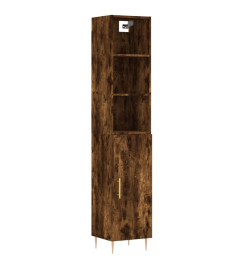 Buffet haut Chêne fumé 34,5x34x180 cm Bois d'ingénierie