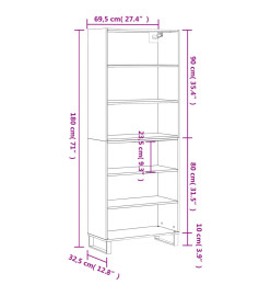 Buffet blanc 69,5x32,5x180 cm bois d'ingénierie