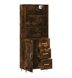 Buffet haut Chêne fumé 69,5x34x180 cm Bois d'ingénierie