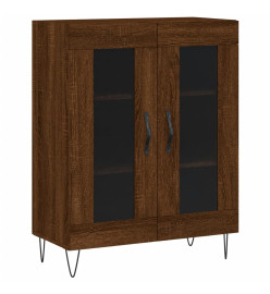 Buffet haut Chêne marron 69,5x34x180 cm Bois d'ingénierie