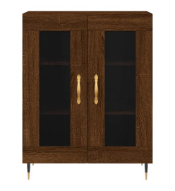 Buffet haut Chêne marron 69,5x34x180 cm Bois d'ingénierie