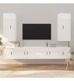 Ensemble de meubles TV 6 pcs Blanc brillant Bois d'ingénierie