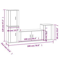 Ensemble de meubles TV 4 pcs Chêne fumé Bois d'ingénierie