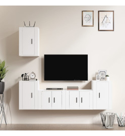 Ensemble de meubles TV 5 pcs Blanc Bois d'ingénierie