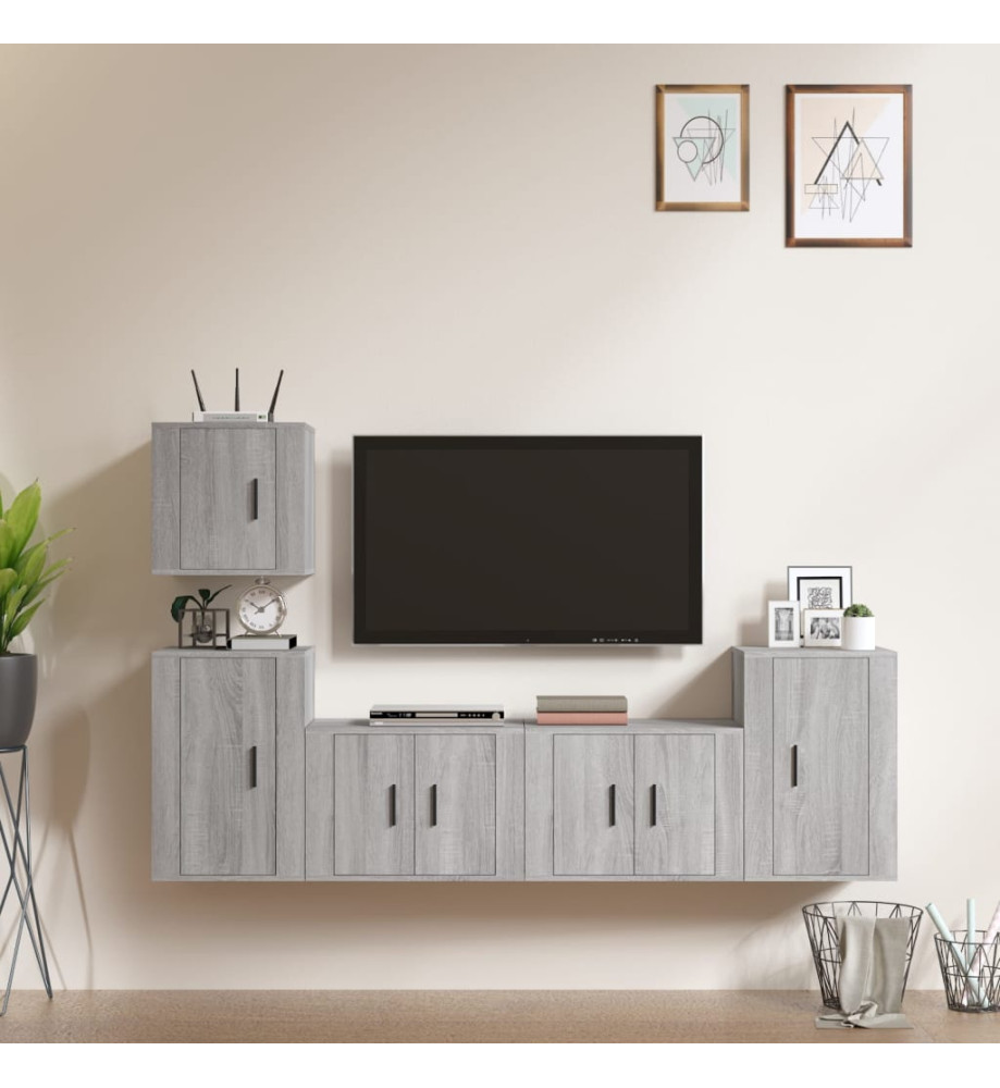 Ensemble de meubles TV 5 pcs Sonoma gris Bois d'ingénierie