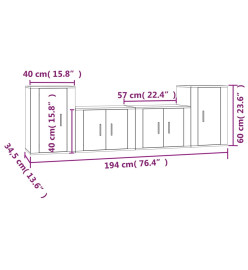 Ensemble de meubles TV 4 pcs Chêne fumé Bois d'ingénierie