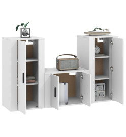 Ensemble de meubles TV 3 pcs Blanc Bois d'ingénierie