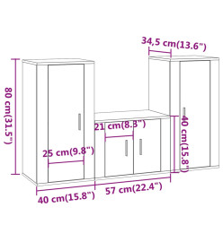 Ensemble de meubles TV 3 pcs Blanc Bois d'ingénierie