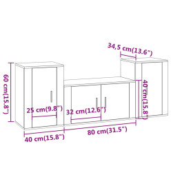 Ensemble de meubles TV 3 pcs Chêne sonoma Bois d'ingénierie