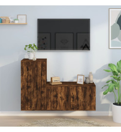 Ensemble de meubles TV 2 pcs Chêne fumé Bois d'ingénierie