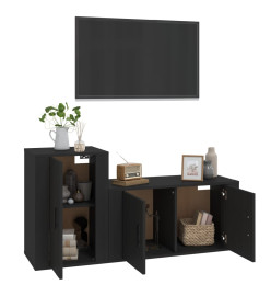 Ensemble de meubles TV 2 pcs noir bois d'ingénierie