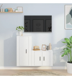 Ensemble de meubles TV 2 pcs Blanc Bois d'ingénierie