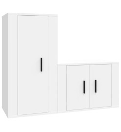 Ensemble de meubles TV 2 pcs Blanc Bois d'ingénierie