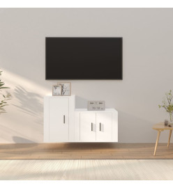 Ensemble de meubles TV 2 pcs Blanc Bois d'ingénierie