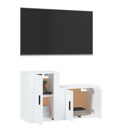 Ensemble de meubles TV 2 pcs Blanc Bois d'ingénierie