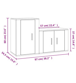 Ensemble de meubles TV 2 pcs Blanc Bois d'ingénierie