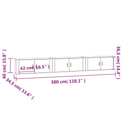 Meubles TV muraux 3 pcs gris béton 100x34,5x40 cm