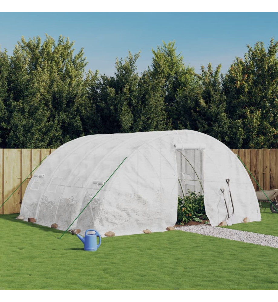 Serre avec cadre en acier blanc 20 m² 5x4x2,3 m