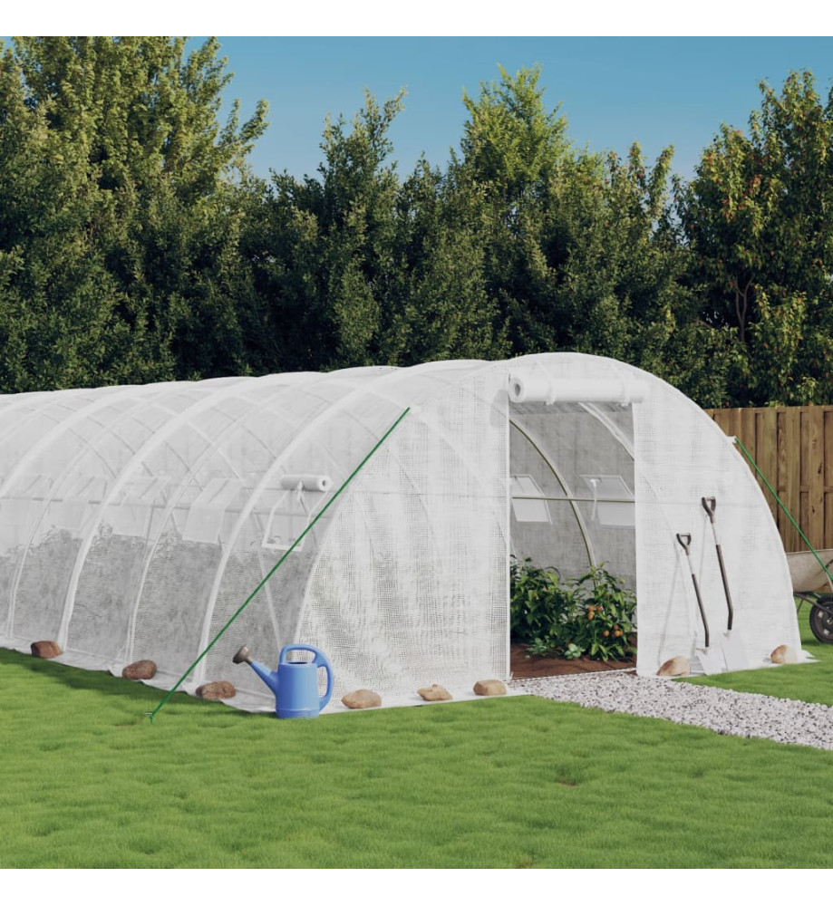 Serre avec cadre en acier blanc 40 m² 10x4x2 m