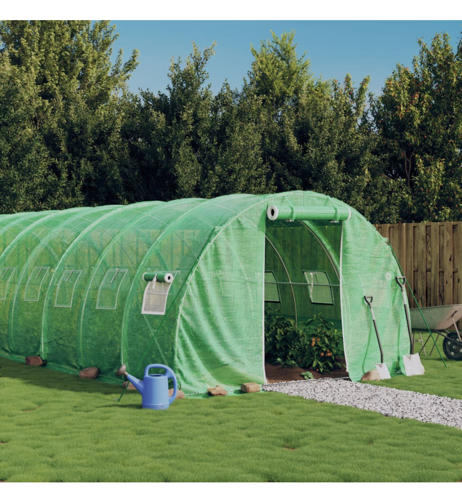 Serre avec cadre en acier vert 30 m² 10x3x2 m