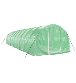 Serre avec cadre en acier vert 30 m² 10x3x2 m