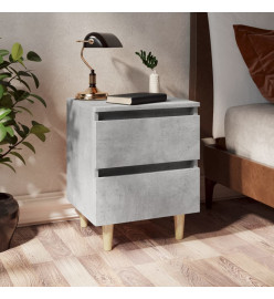 Table de chevet avec pieds en pin Gris béton 40x35x50 cm