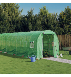 Serre avec cadre en acier vert 24 m² 12x2x2 m