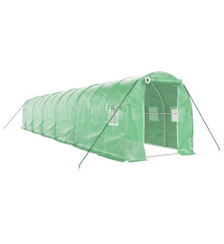 Serre avec cadre en acier vert 24 m² 12x2x2 m