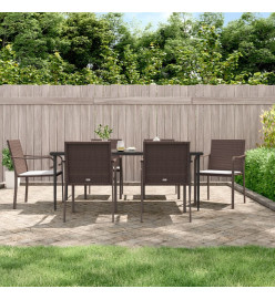 Chaises de jardin et coussins lot de 6 marron 56x59x84 cm rotin