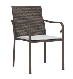 Chaises de jardin et coussins lot de 6 marron 56x59x84 cm rotin