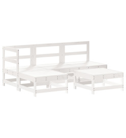 Salon de jardin 5 pcs avec coussins blanc bois massif