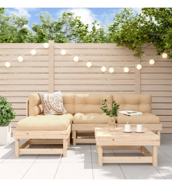 Salon de jardin 5 pcs avec coussins bois massif